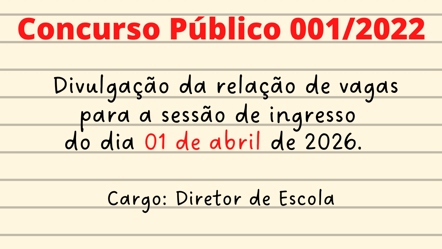 Imagem notícia Relação de Vagas para INGRESSO